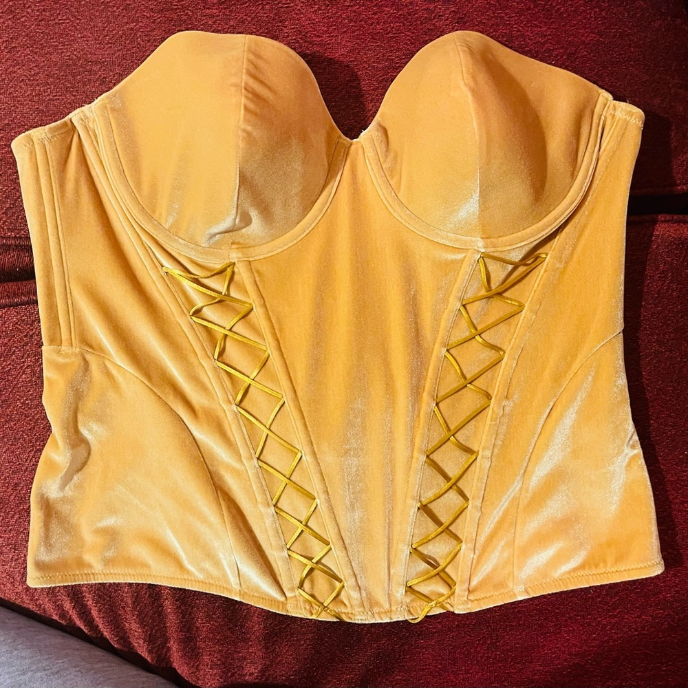 Velvet Vixen Corset in Honeycomb Yellow by Savage X Fenty